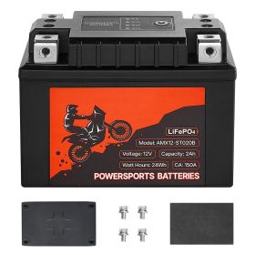 Motorcycle Battery, 12 Volt 2Ah, LiFePO4 Lithium Pre-Charged Powersports Battery, Maintenance Free & High Performance, Compatible with ATV, Motor