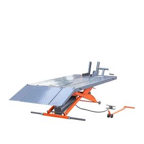 1000 lb Portable Motorcycle/ATV Scissor Lift, 44" Work Platform, 10" Side Panel Extensions, 79" Platform Length, Front Vise Kit, TMG-1000PML