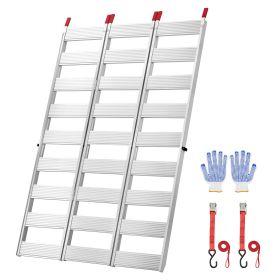 Aluminum Trailer Ramps, 76 x 50 in Tri-Folding Truck Ramps with Straps & Non-Slip Rubber Fingers, 1500LBS Capacity ATV Loading Ramps for Pickup T
