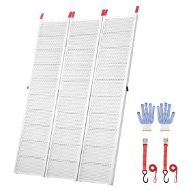Aluminum Trailer Ramps, 76 x 54 in Tri-Folding Truck Ramps with Straps & Non-Slip Rubber Fingers, 1500LBS Capacity ATV Loading Ramps for Pickup T