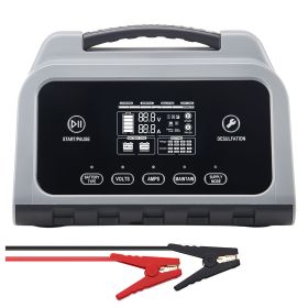 Smart Battery Charger, 30A, 6V 12V 24V LiFePO4 Lead-Acid (Gel/AGM) Lithium Car Battery Charger, with LCD Display