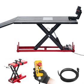 Motorcycle Lift Table, 1500 lbs Capacity, Electric Hydraulic Pump with Scissor Lift Jack, Wheel Chock, 9.05"-41.73" Height