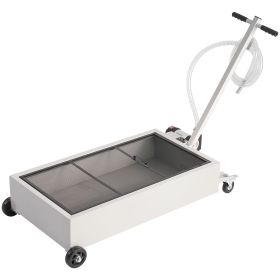 Low Profile Oil Drain Pan, 20 Gallon Capacity, Rolling Oil Drain Pan with Electric Pump, 7.2 ft Hose & T Folding Handle