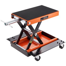 Motorcycle Lift, 1100 LBS Motorcycle Lift ATV Scissor Lift Jack with Dolly & Hand Crank