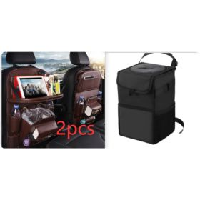 PU Leather Car Storage Bag Multifunction Seat Back Tray Hanging Bag Waterproof Car Organizer Automotive Interior Accessories (Option: Set4)