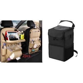 PU Leather Car Storage Bag Multifunction Seat Back Tray Hanging Bag Waterproof Car Organizer Automotive Interior Accessories (Option: Set1)