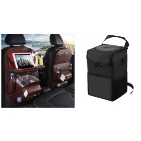 PU Leather Car Storage Bag Multifunction Seat Back Tray Hanging Bag Waterproof Car Organizer Automotive Interior Accessories (Option: Coffee set1)