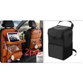 PU Leather Car Storage Bag Multifunction Seat Back Tray Hanging Bag Waterproof Car Organizer Automotive Interior Accessories (Option: Set5)