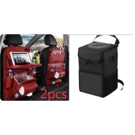 PU Leather Car Storage Bag Multifunction Seat Back Tray Hanging Bag Waterproof Car Organizer Automotive Interior Accessories (Option: Set2)