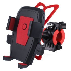 Motorcycle Bicycle Universal Phone Holder Stand Auto Lock Mobile Phone Holder Motor Bike Handlebar Clip Stand GPS Mount Bracket (Color: Red)