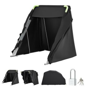 Motorcycle Storage Shelter with Security Lock, 600D Oxford Flip-Up Garage Tent, Heavy-Duty All-Weather Motorcycle Cover with Ventilation Windows (size: 136x54x75)