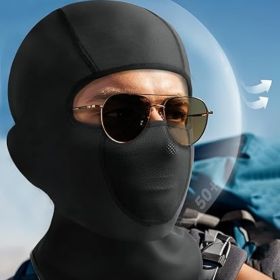 Cooling Breathable Balaclava Face Mask for Men Women Summer Full Head Cover Sun UV Protection for Motorcycle Work Ski (Color: Black)