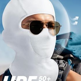 Cooling Breathable Balaclava Face Mask for Men Women Summer Full Head Cover Sun UV Protection for Motorcycle Work Ski (Color: White)