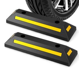 Garage Wheel Stopper with Reflective Stripes for Parking Block (Color: Black & Yellow, Type: Auto Supplies)
